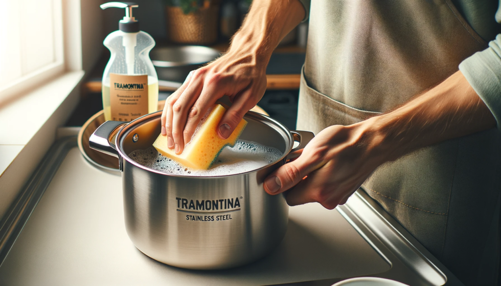 Image of the cleaning supplies neatly arranged, showcasing readiness to make Tramontina stainless steel cookware sparkle.