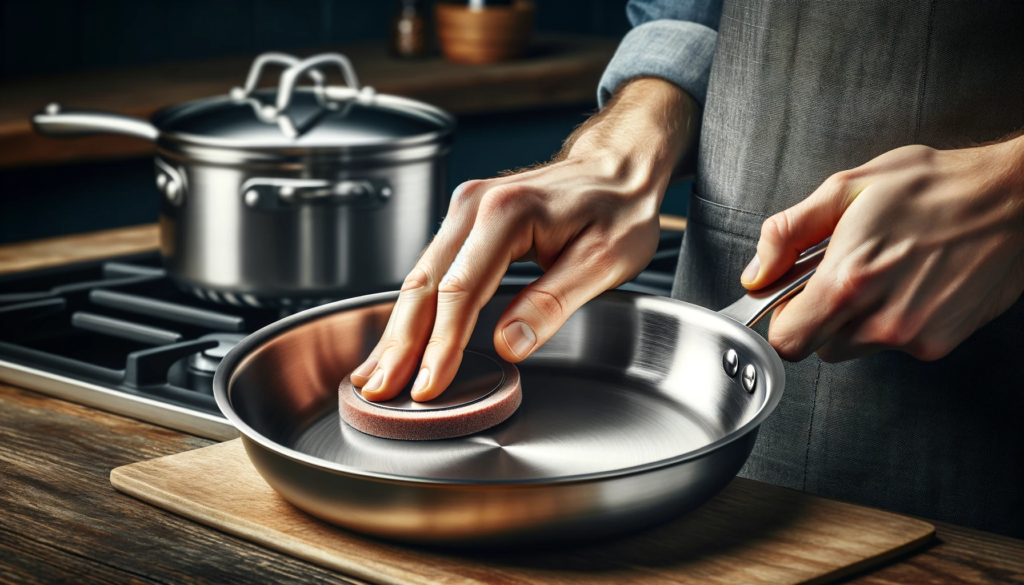 Image showing proper practices for preventing damage to All-Clad cookware, such as avoiding overheating and handling with care.